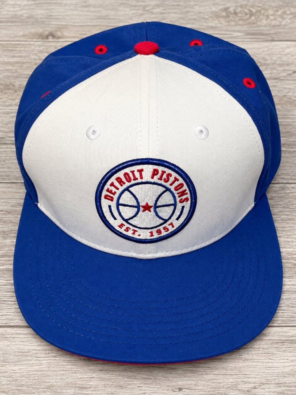 Detroit Pistons Melowear Snapback Hat Red White Blue NBA Basketball